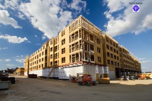 Residential building progress seen from the southwest.